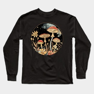 Botanical Cute Mushrooms And Flowers Garden Fairytale Long Sleeve T-Shirt